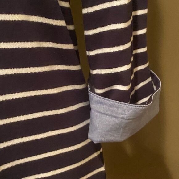 Nautica Striped Navy/White 3/4 Length Shirt Sz L - Picture 9 of 14
